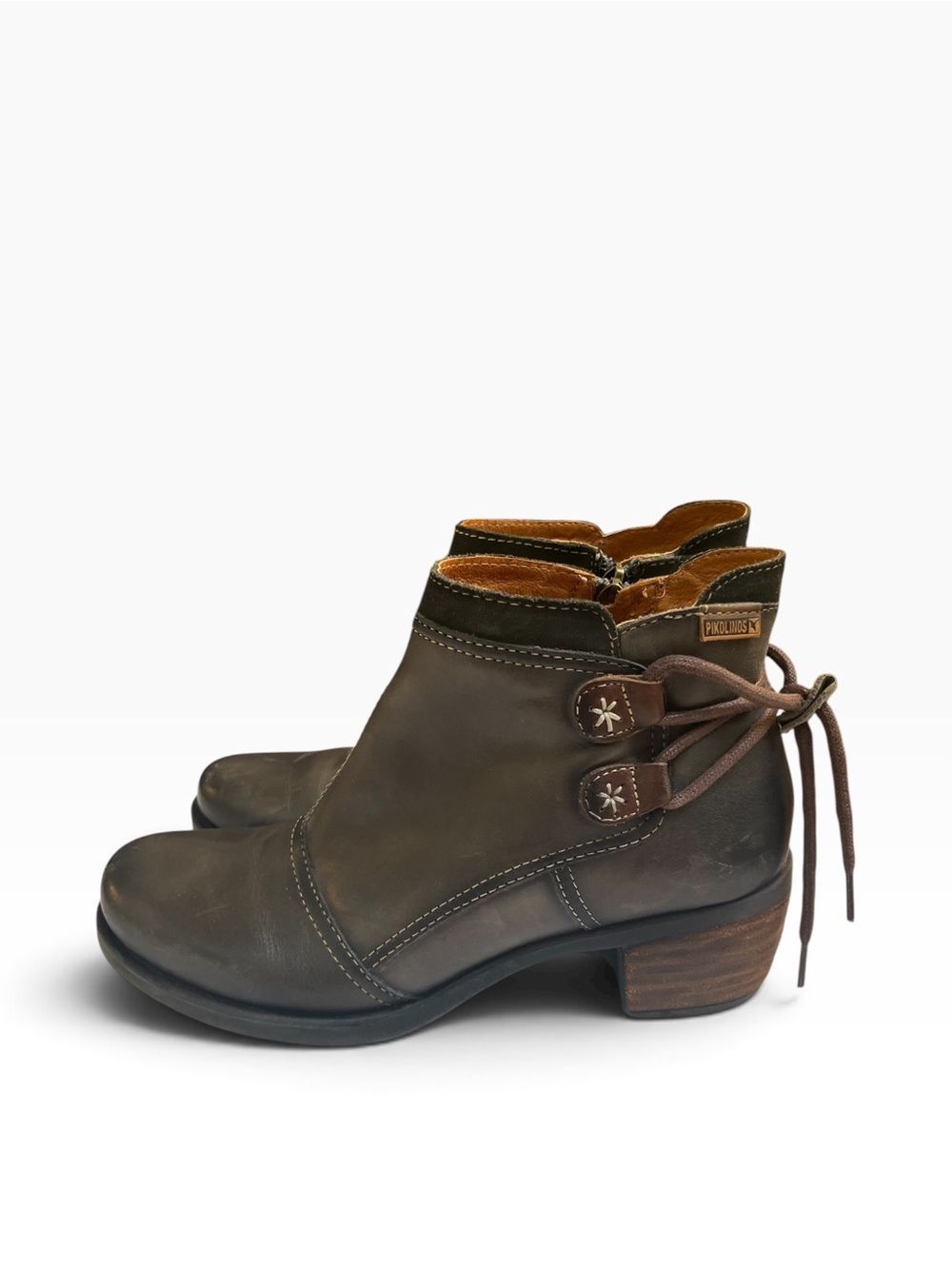 Pikolinos Olive Le Mans Leather Ankle Boots for Women size 8